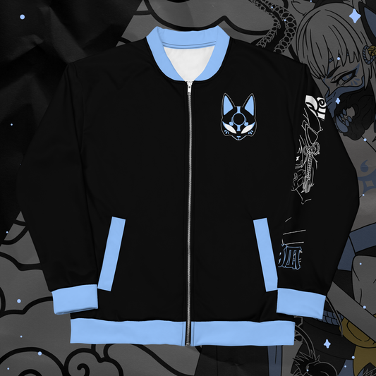 Black Kitsune All-Over Print Bomber Jacket