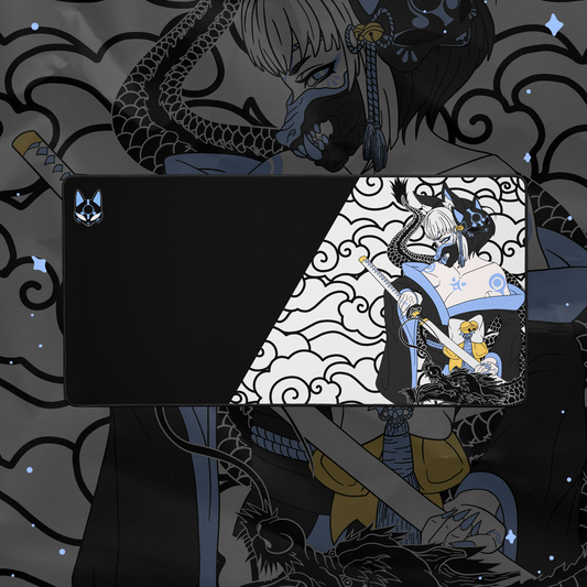Black Kitsune Desk Mat
