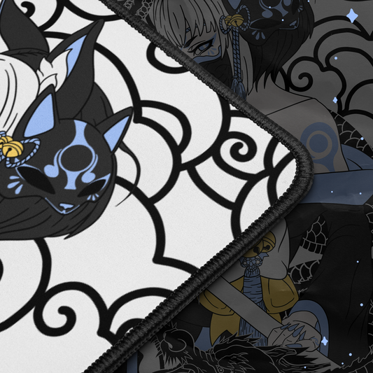 Black Kitsune Desk Mat