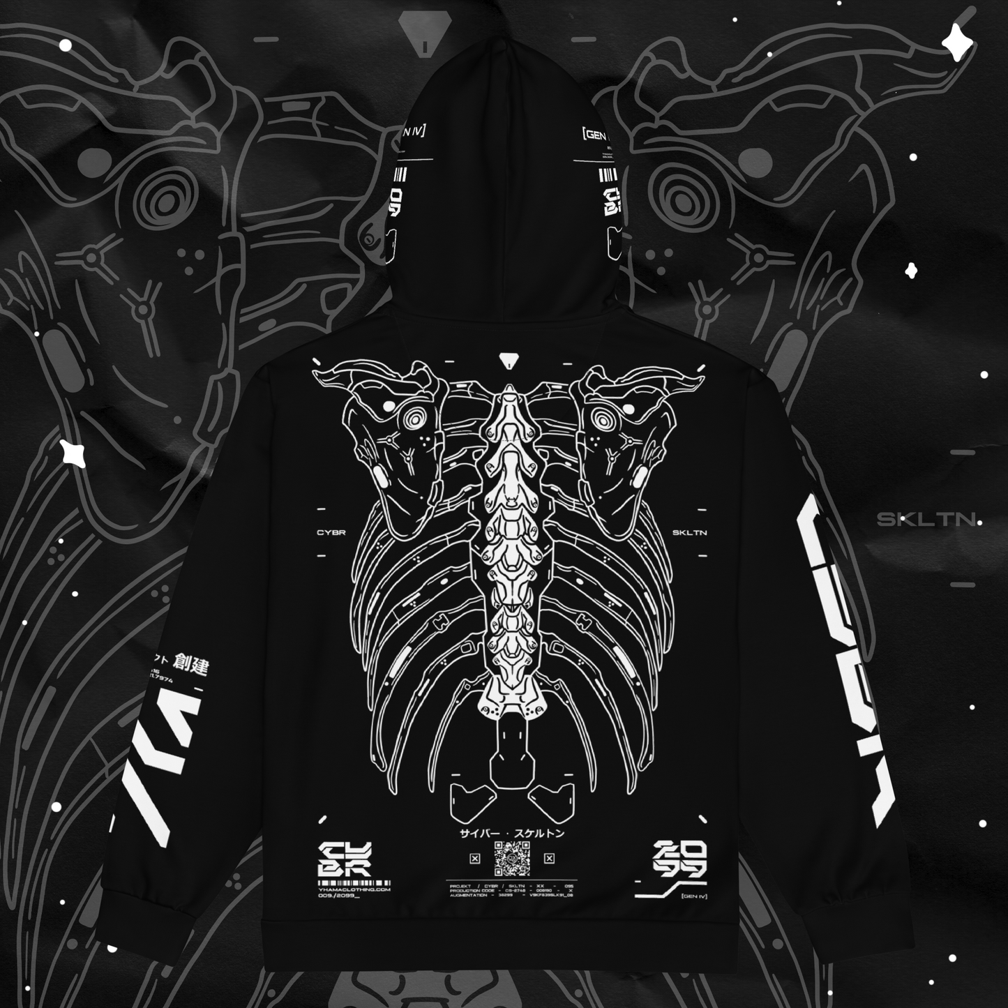 Projekt: CYBR SKLTN All-Over Print Zip Hoodie