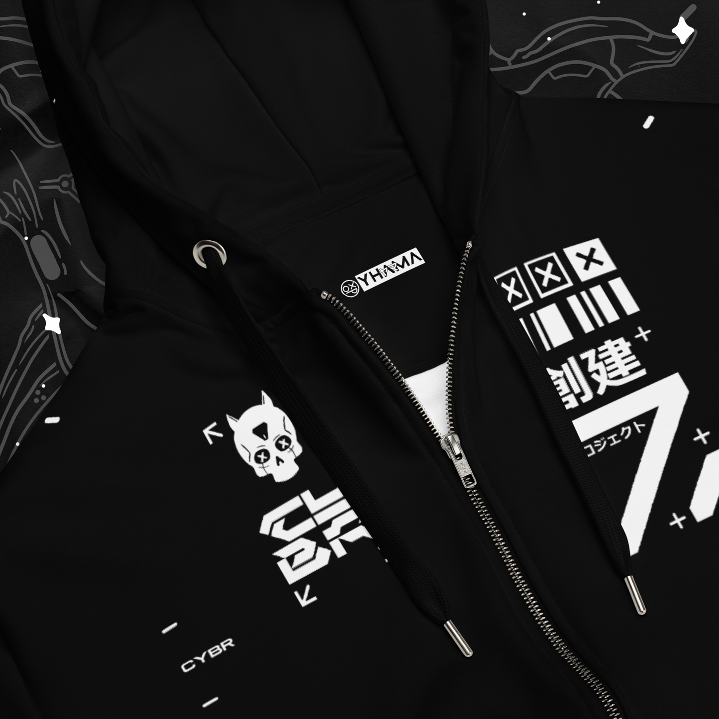 Projekt: CYBR SKLTN All-Over Print Zip Hoodie