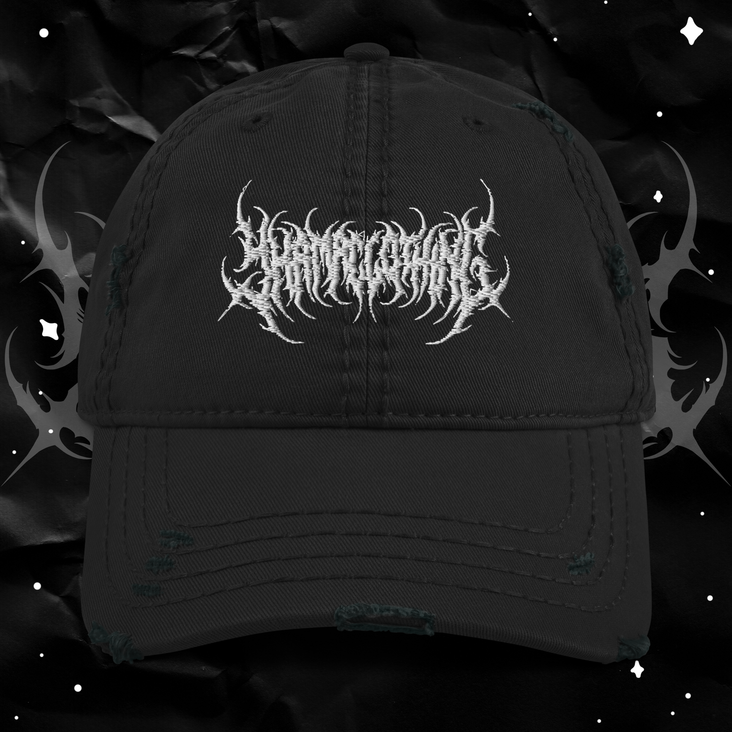 Yhama KVLT Metal Logo Distressed Dad Hat