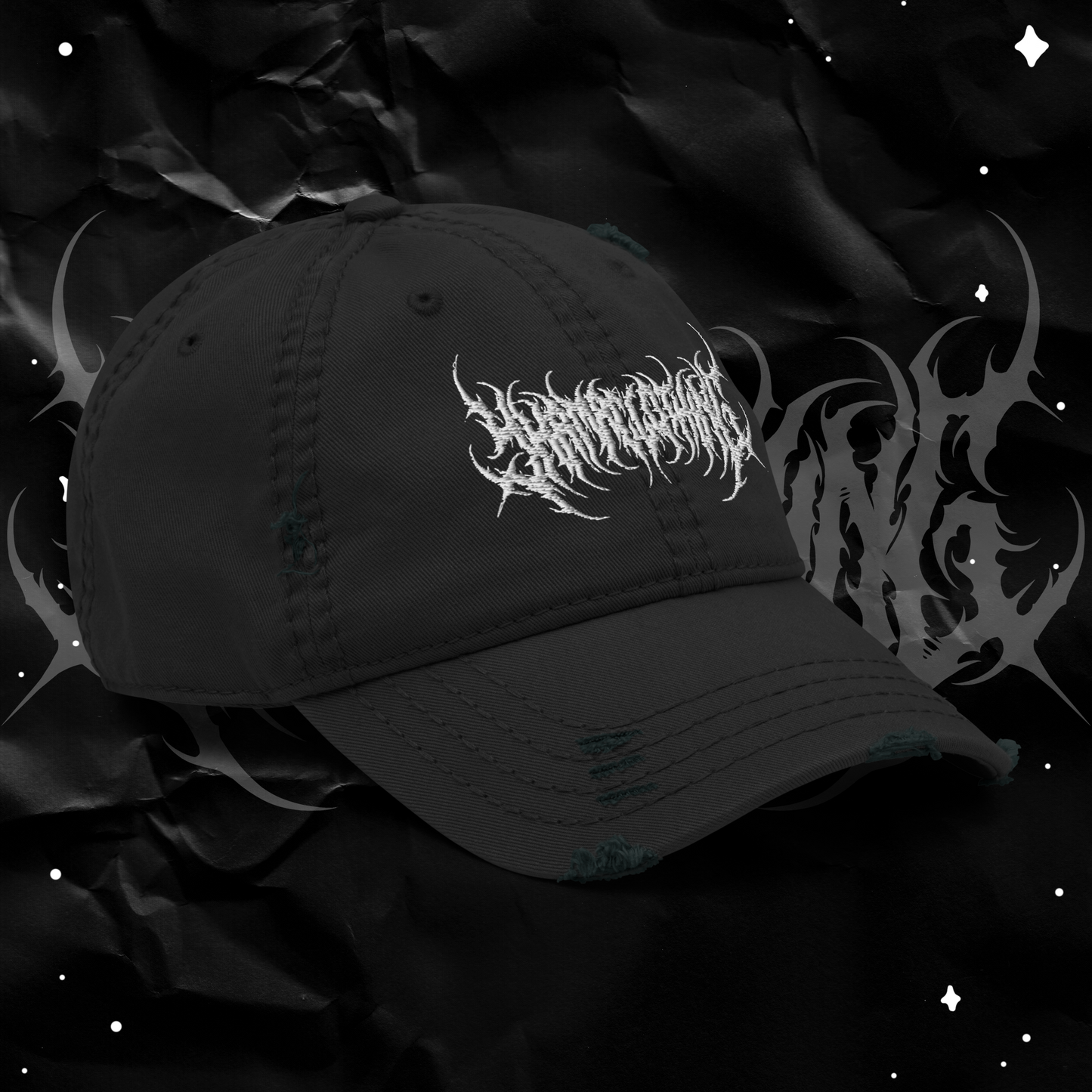 Yhama KVLT Metal Logo Distressed Dad Hat