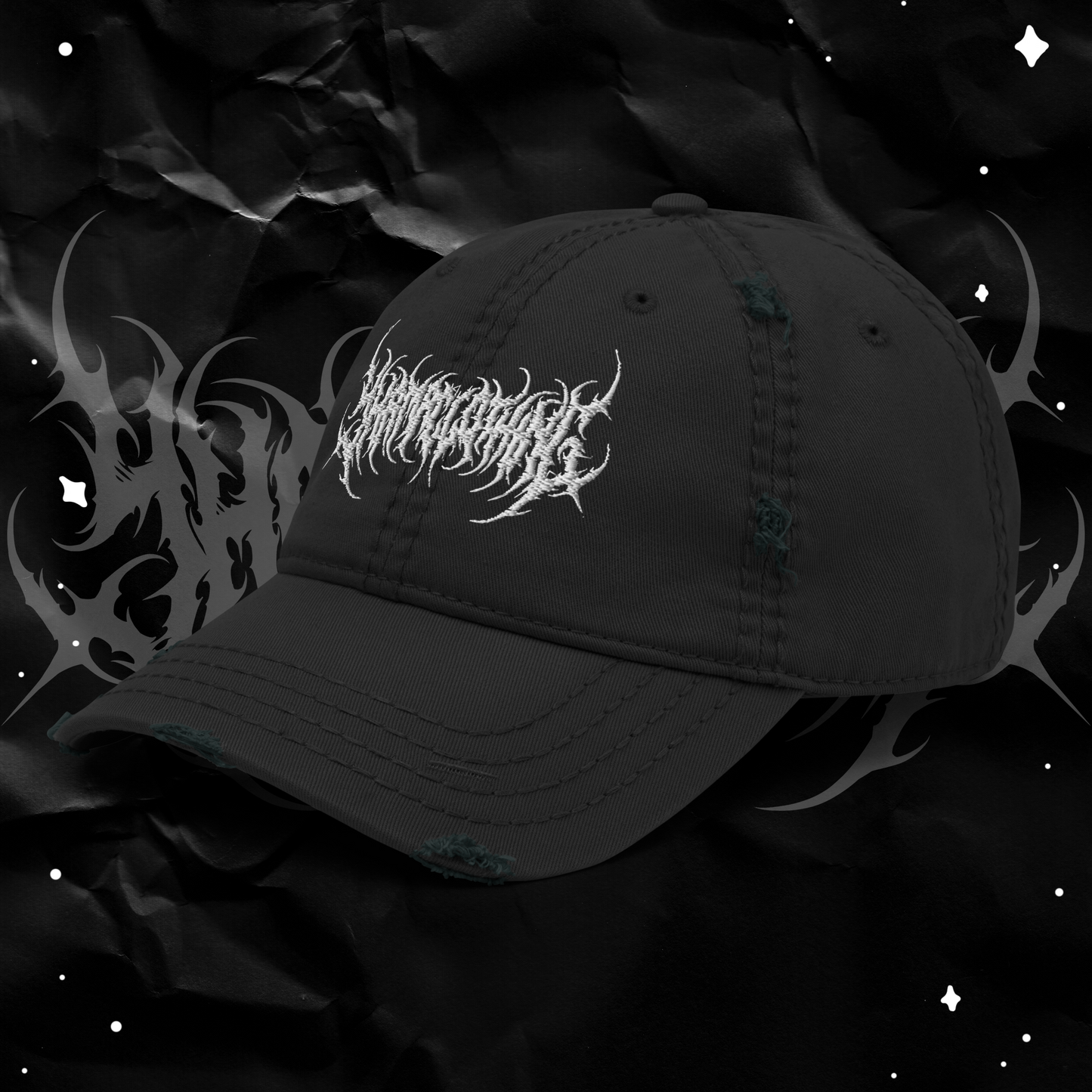 Yhama KVLT Metal Logo Distressed Dad Hat