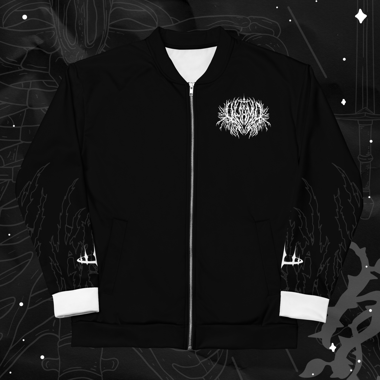 Gravesinger (White Edition) All-Over Print Bomber Jacket